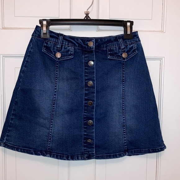 Hot Kiss Button Front Denim Mini Skirt - Picture 1 of 7